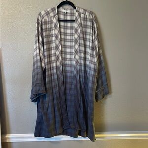 Plaid Open-Front Kimono